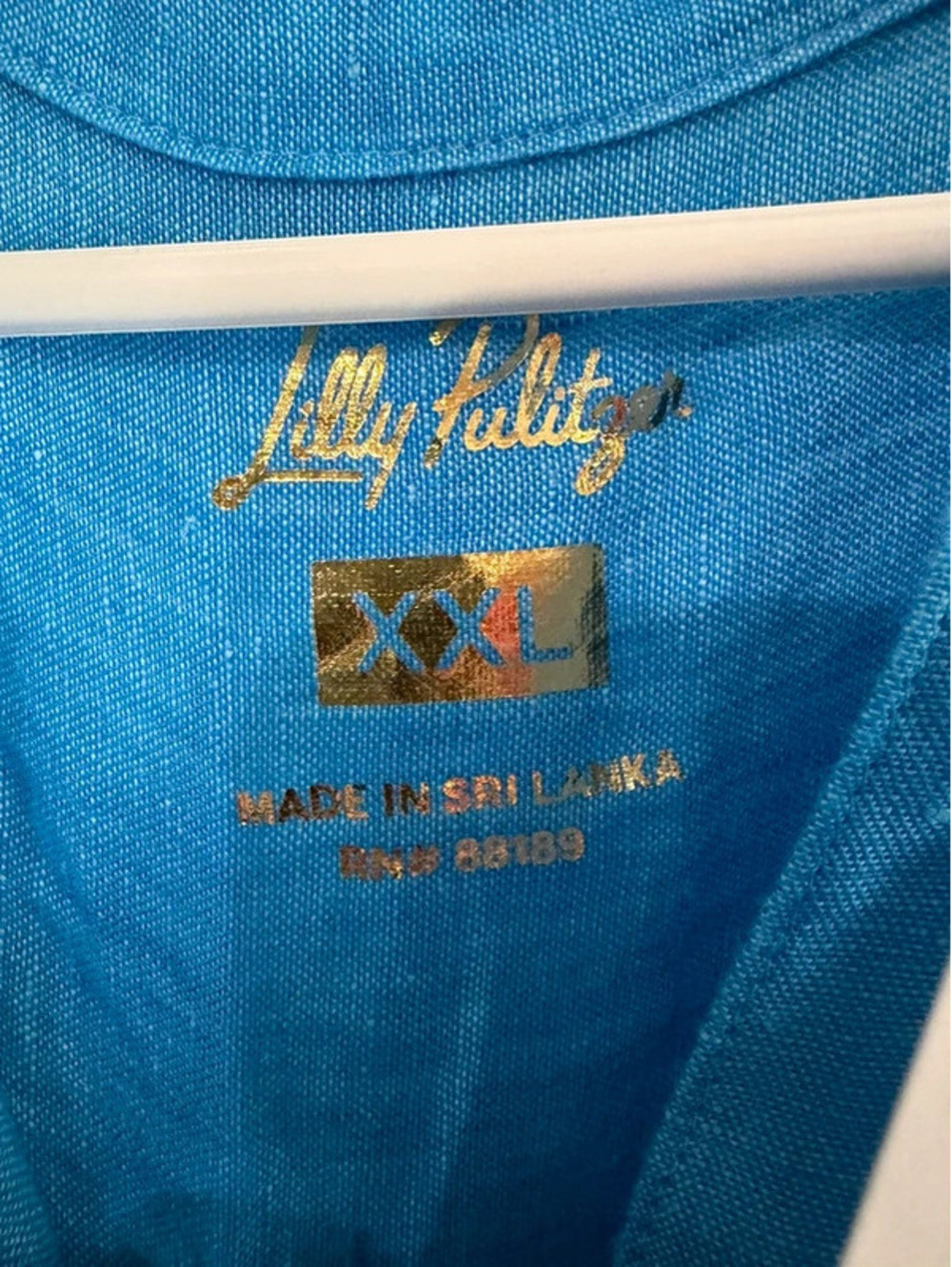 Lilly Pulitzer XXL Blue 100% Linen Button Down Shirt NWT Coastal Resort - Picture 6 of 7